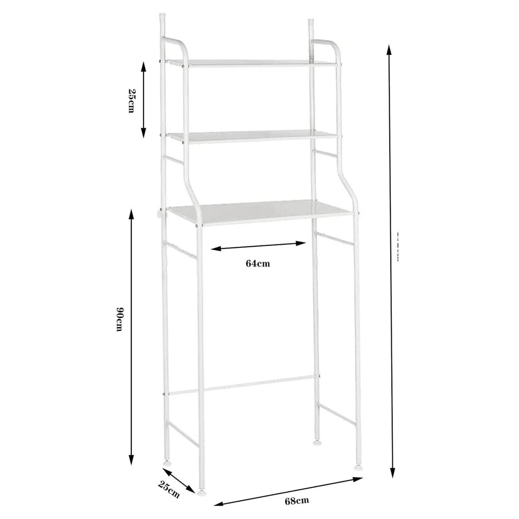 Scaffale Bagno Sopra Lavatrice 152x68x25 3 Ripiani organizer Bianco Salvaspazio